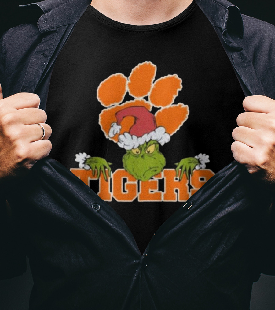 NCAA Clemson Tigers Grinch Christmas Football T-Shirt