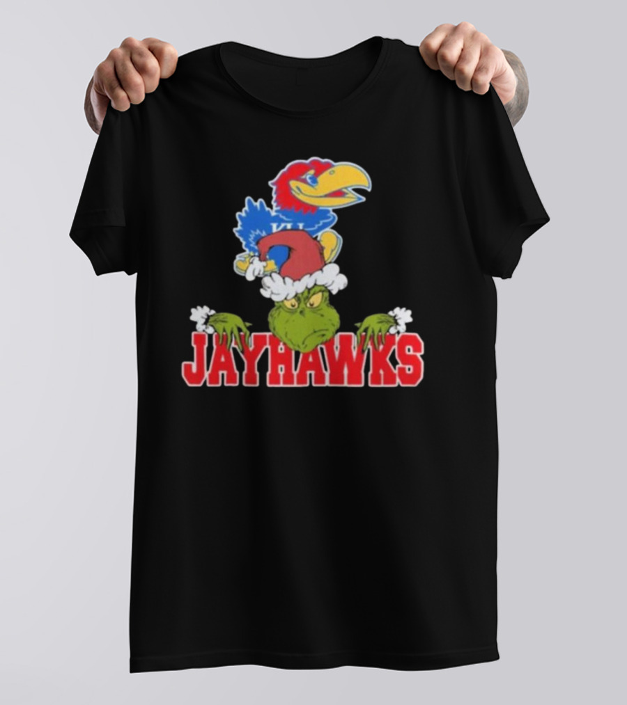 Kansas Jayhawks Grinch Christmas NCAA Football T-Shirt