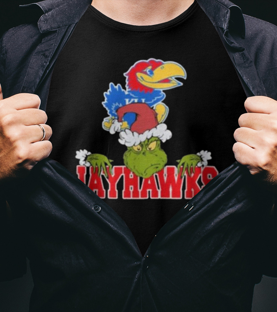 Kansas Jayhawks Grinch Christmas NCAA Football T-Shirt