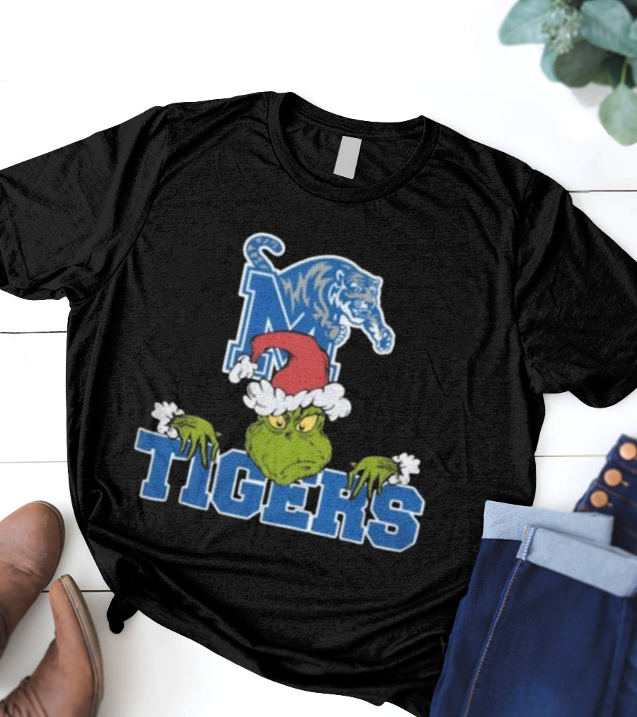 Memphis Tigers Grinch Christmas Football NCAA T-Shirt