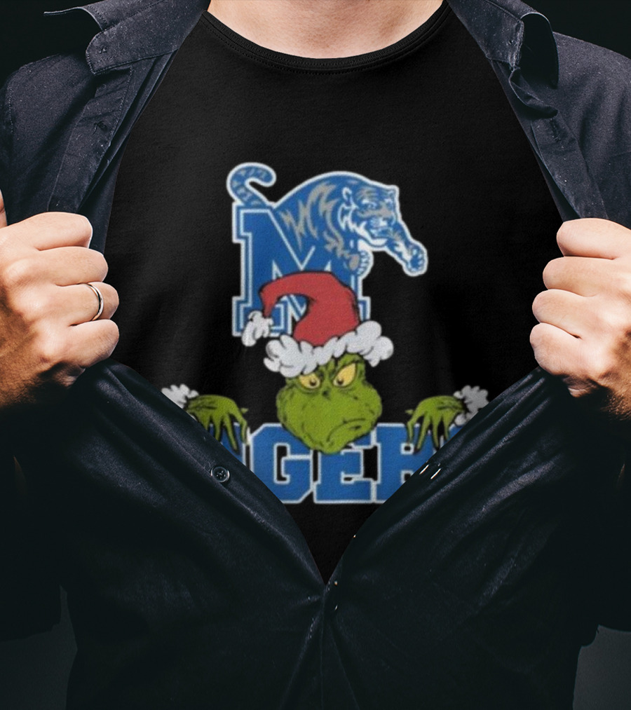 Memphis Tigers Grinch Christmas Football NCAA T-Shirt