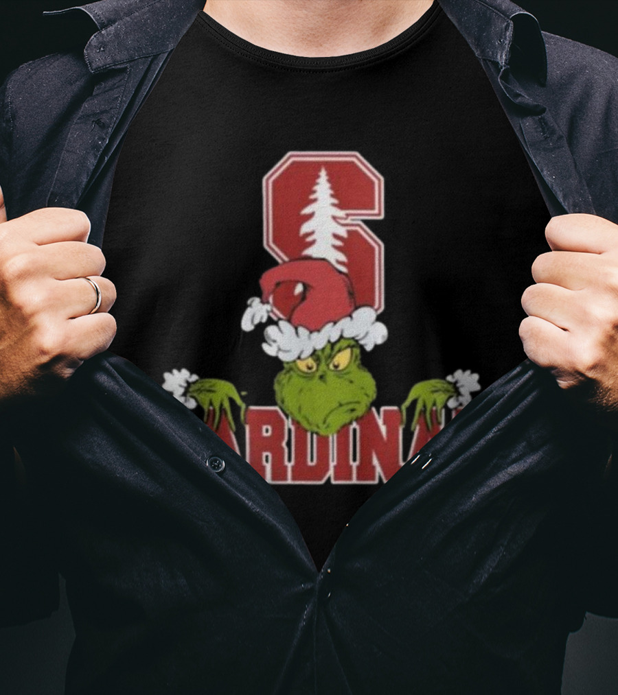 NCAA Stanford Cardinal Grinch Christmas Football T-Shirt