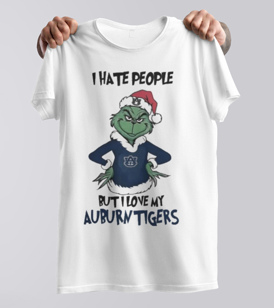 I Hate People But I Love My Auburn Tigers Grinch Christmas T-Shirt