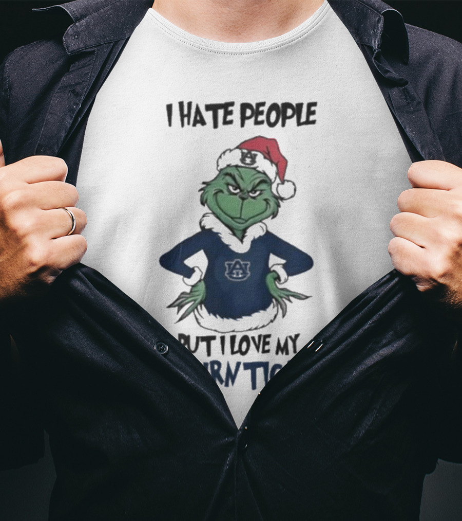 I Hate People But I Love My Auburn Tigers Grinch Christmas T-Shirt