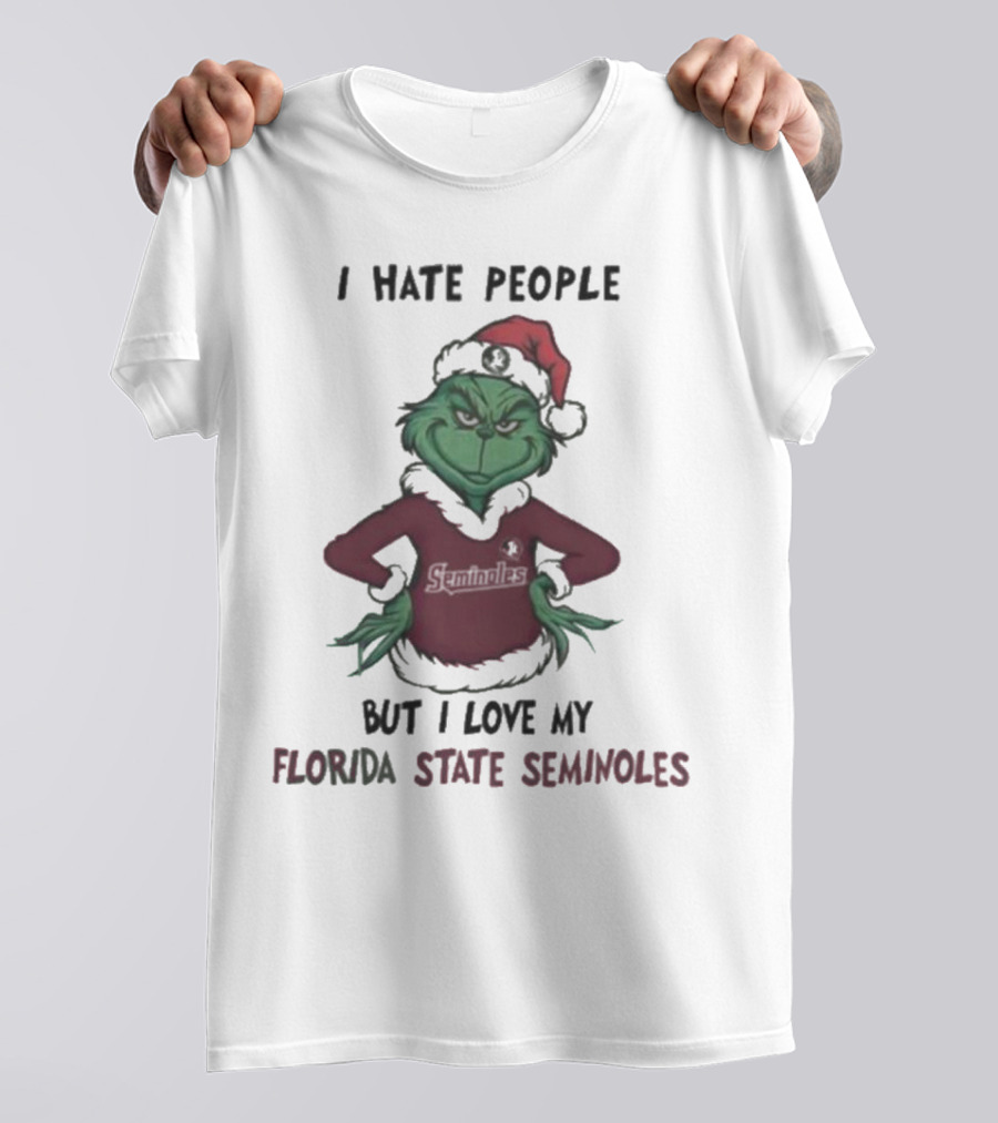I Hate People But I Love My Florida State Seminoles Grinch Christmas T-Shirt