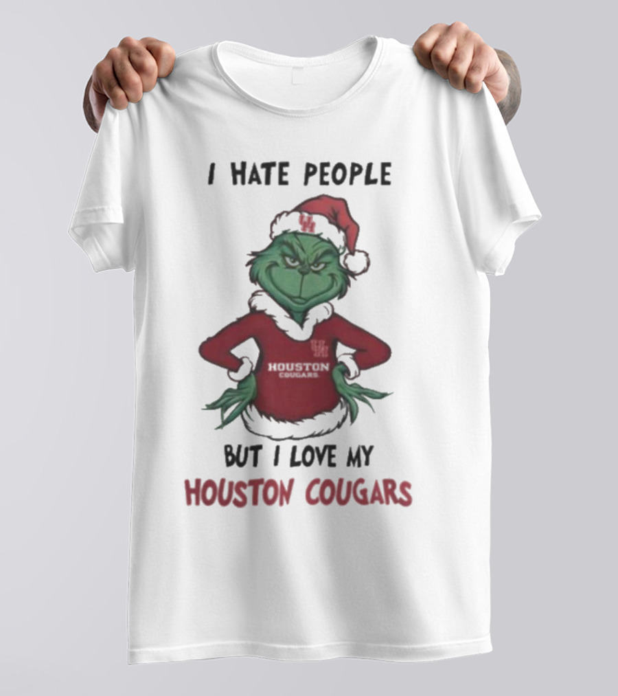 Grinch I Hate People But I Love My Houston Cougars Merry Christmas T-Shirt