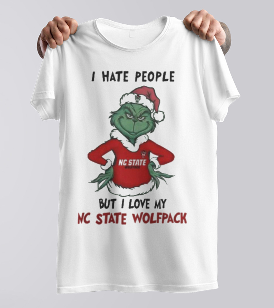 I Hate People But I Love My NC State Wolfpack Grinch Christmas T-Shirt