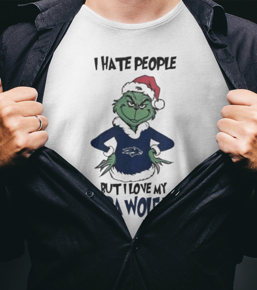 Grinch I Hate People But I Love My Nevada Wolf Pack Merry Christmas T-Shirt