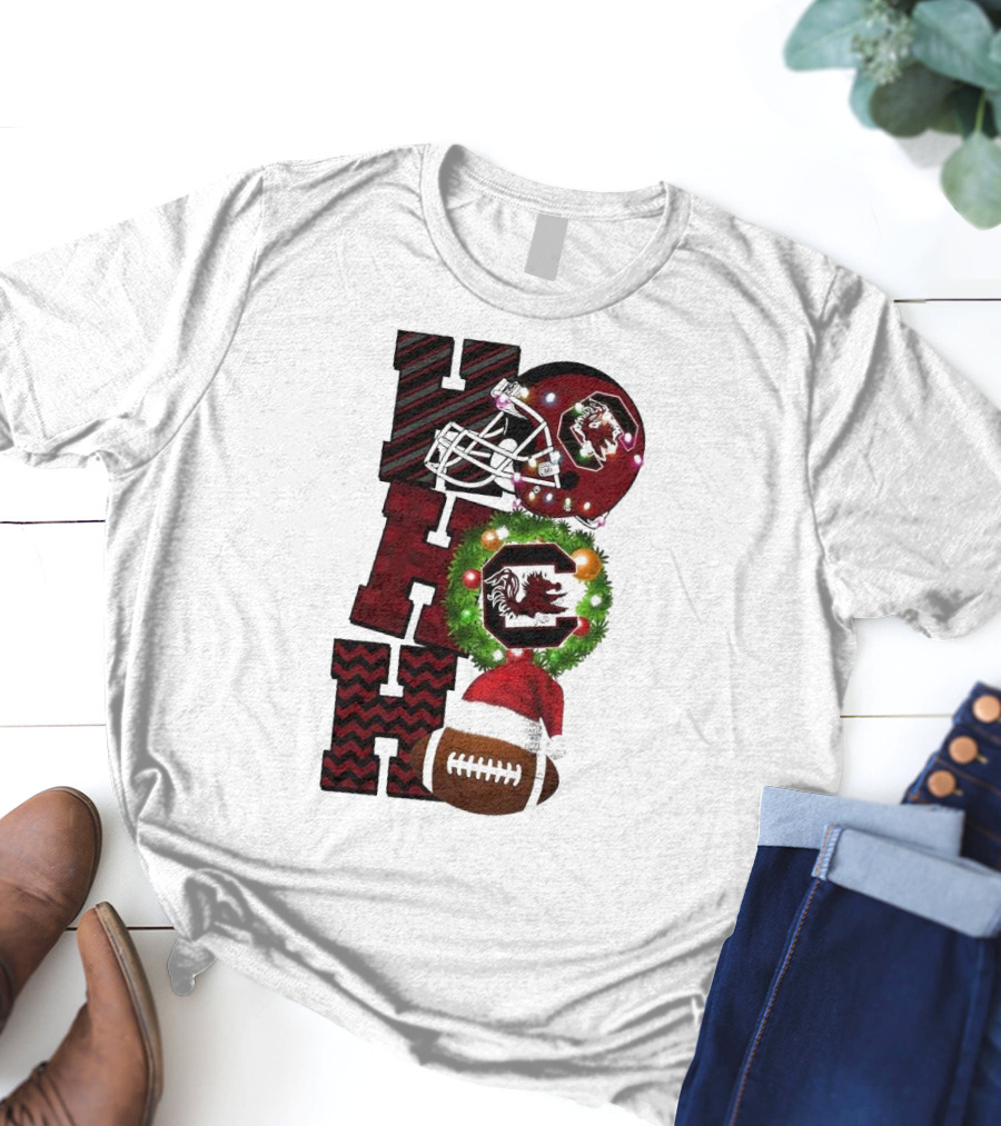 South Carolina Gamecocks Ho Ho Ho Christmas Football Game Day T-Shirt