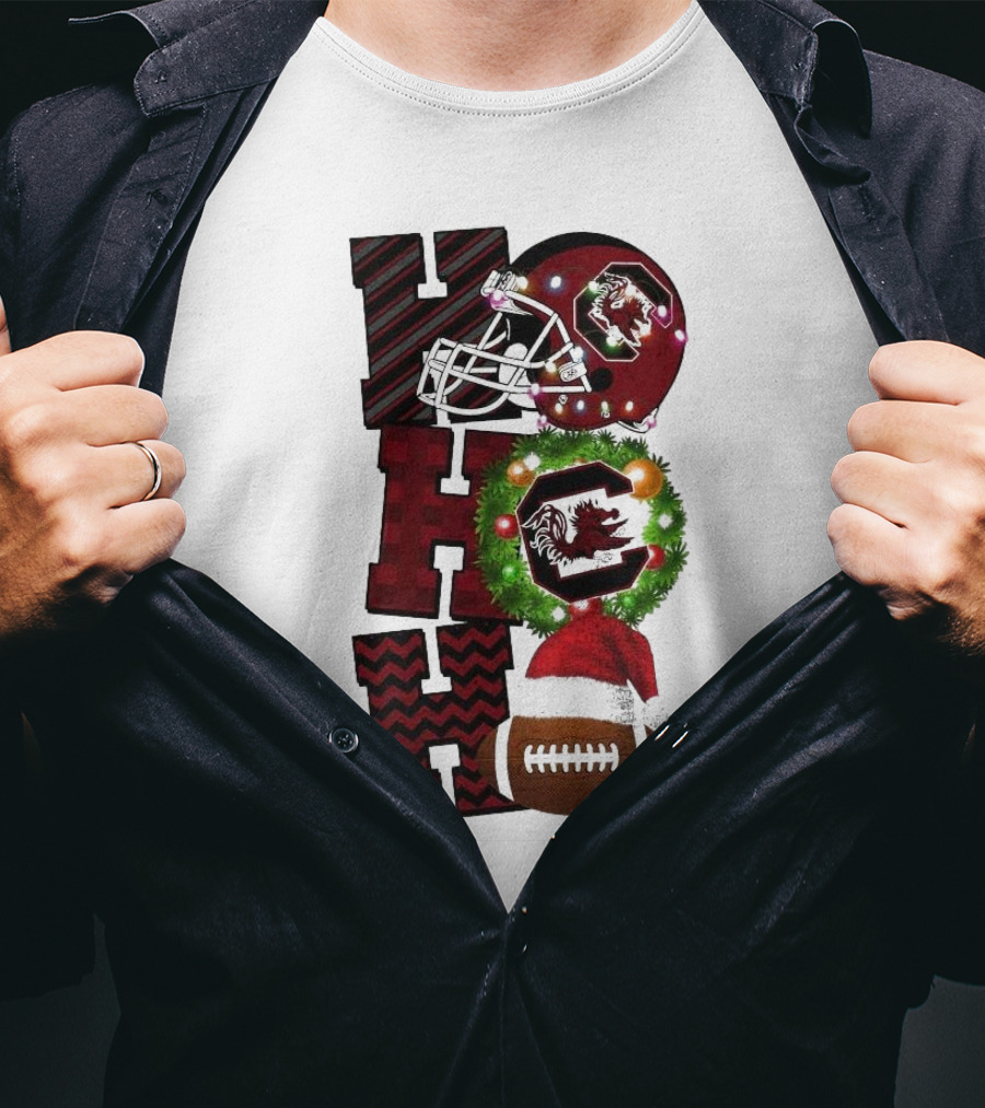 South Carolina Gamecocks Ho Ho Ho Christmas Football Game Day T-Shirt