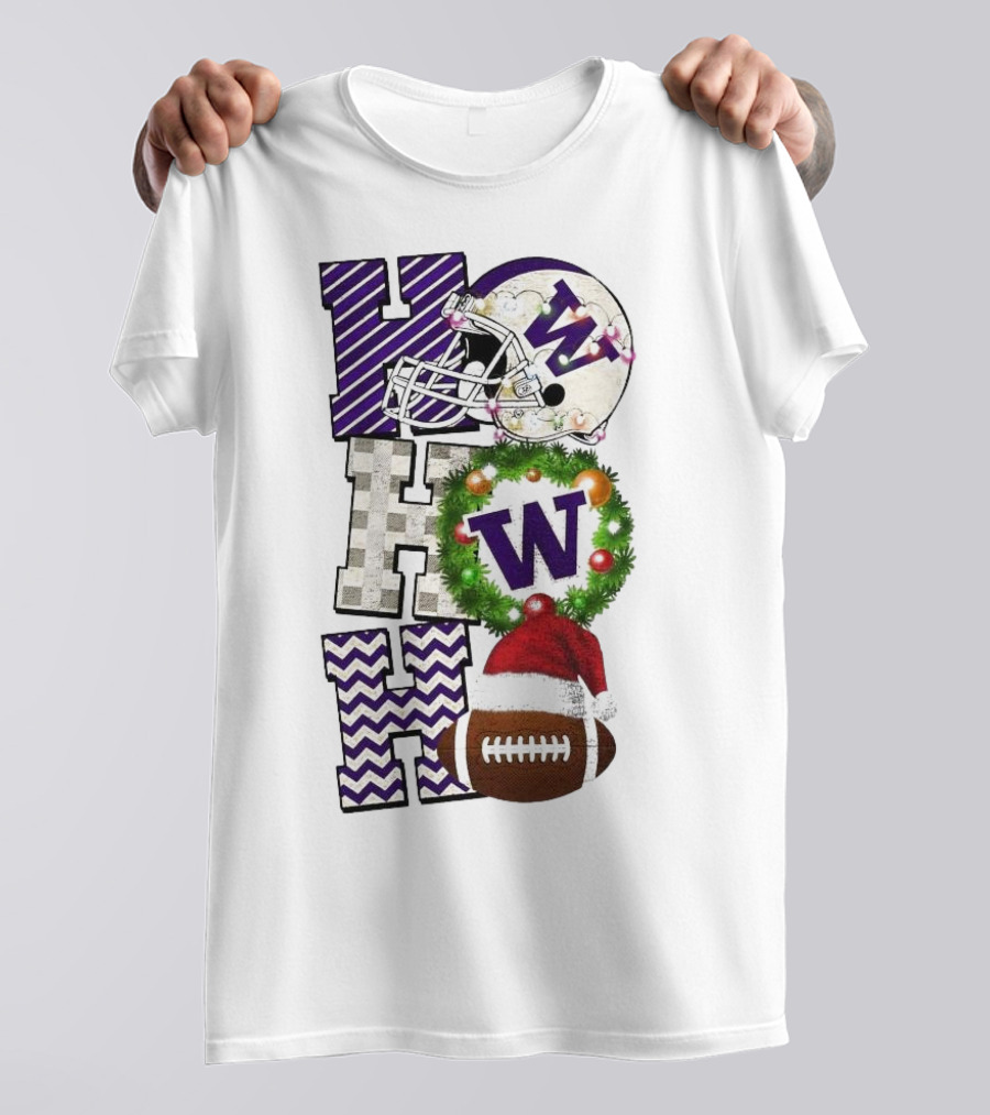 Washington Huskies Football Ho Ho Ho Christmas Game Day T-Shirt