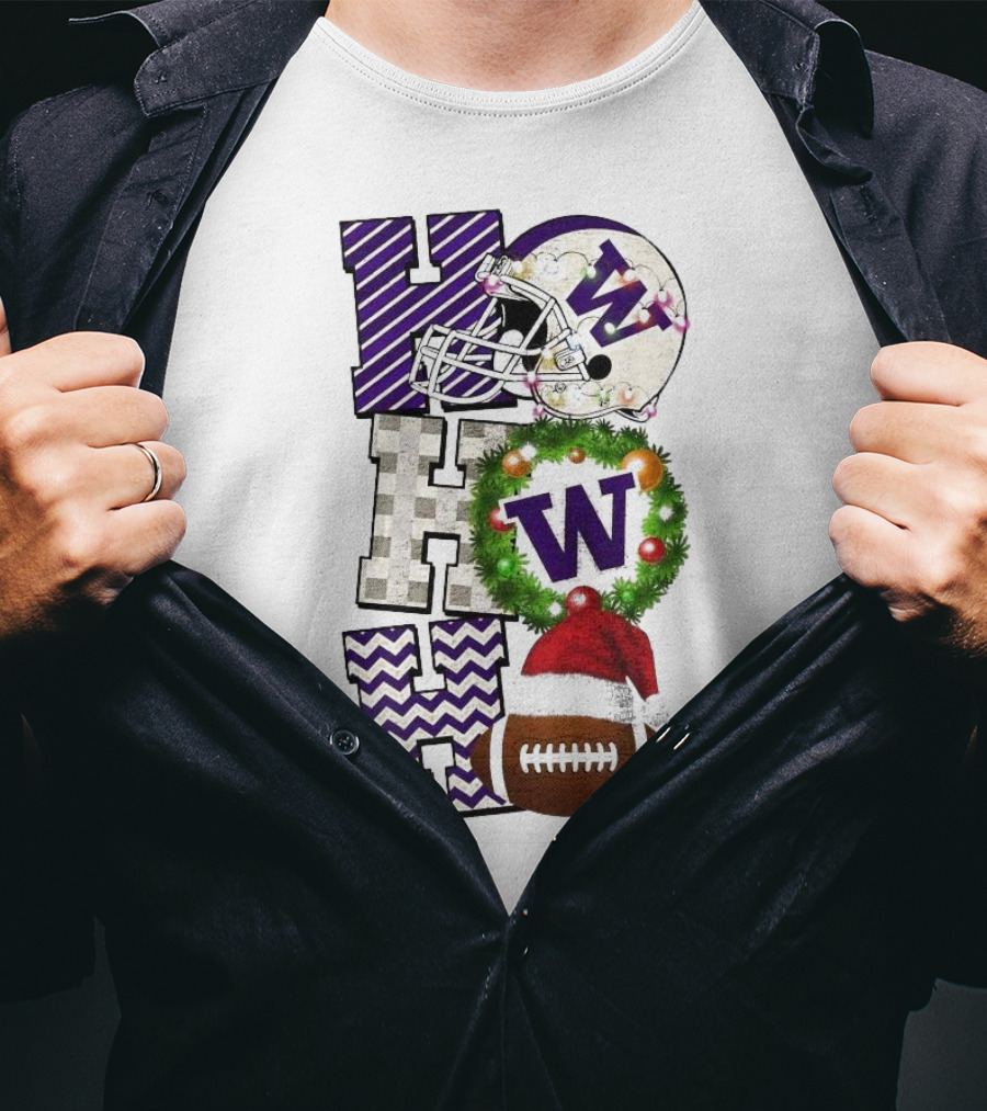Washington Huskies Football Ho Ho Ho Christmas Game Day T-Shirt