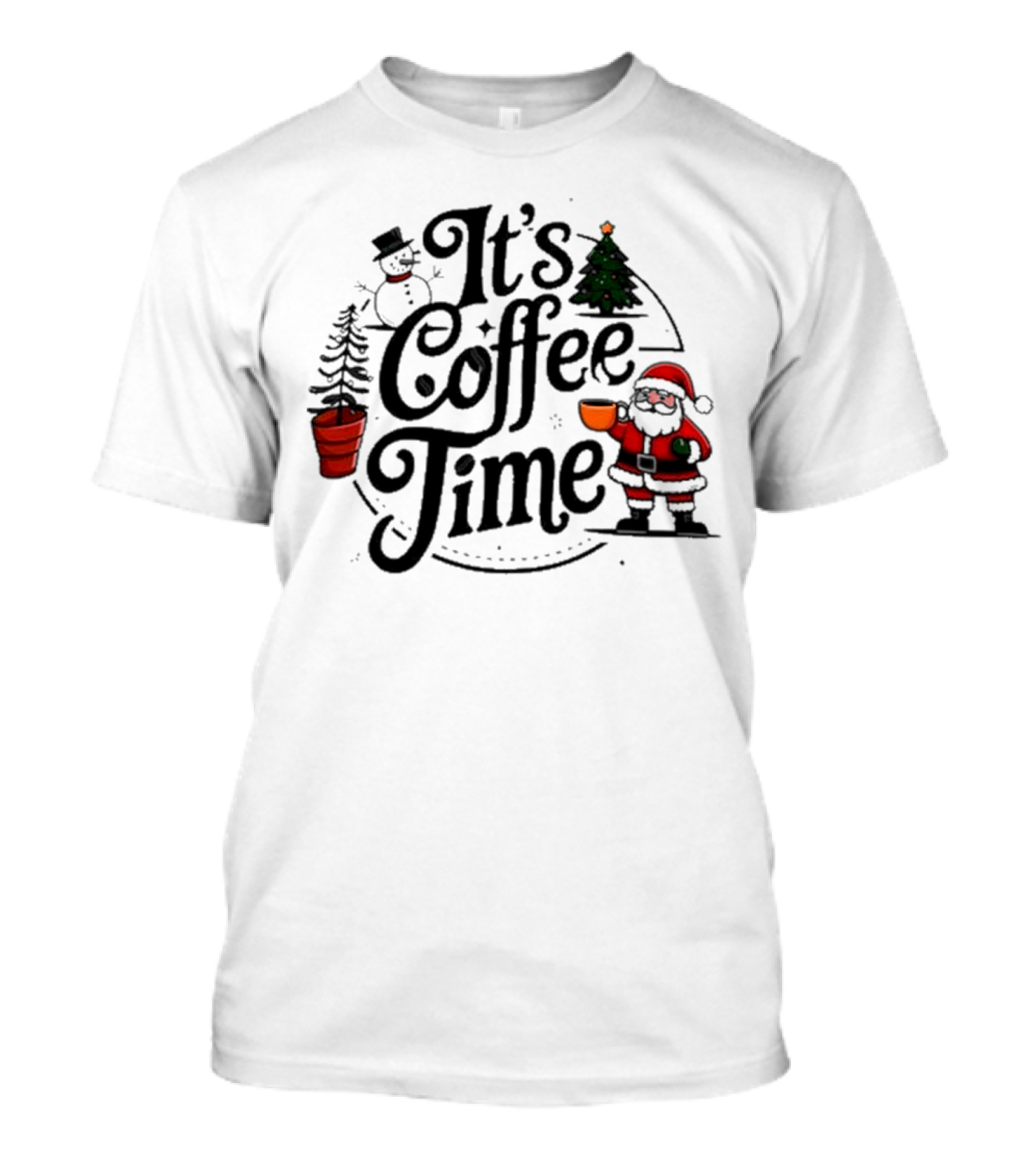 Abby Berner It’s Coffee Time Santa Snowman Christmas Holiday T-Shirt