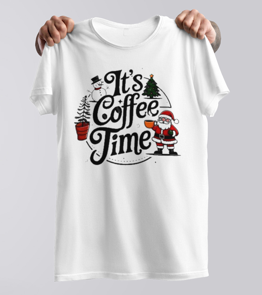 Abby Berner It’s Coffee Time Santa Snowman Christmas Holiday T-Shirt