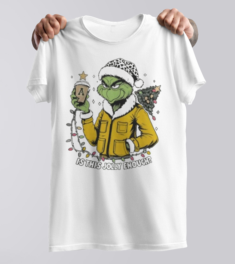 Appalachian State Mountaineers Santa Grinch Jolly Enough Merry Christmas T-Shirt