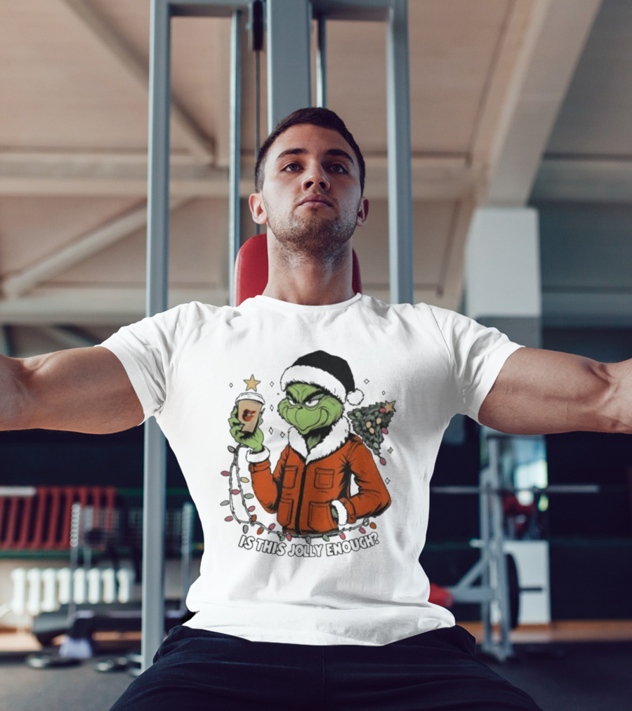 Baltimore Orioles Grinch Santa Is This Jolly Enough Merry Christmas T-Shirt