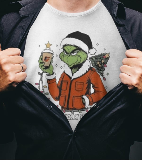 Baltimore Orioles Grinch Santa Is This Jolly Enough Merry Christmas T-Shirt
