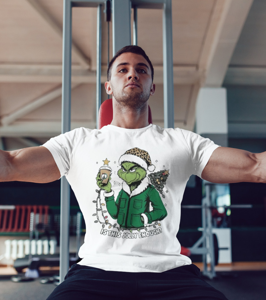 Boston Celtics X Santa Grinch Is This Jolly Enough Merry Christmas Coffee Lights Tree T-Shirt