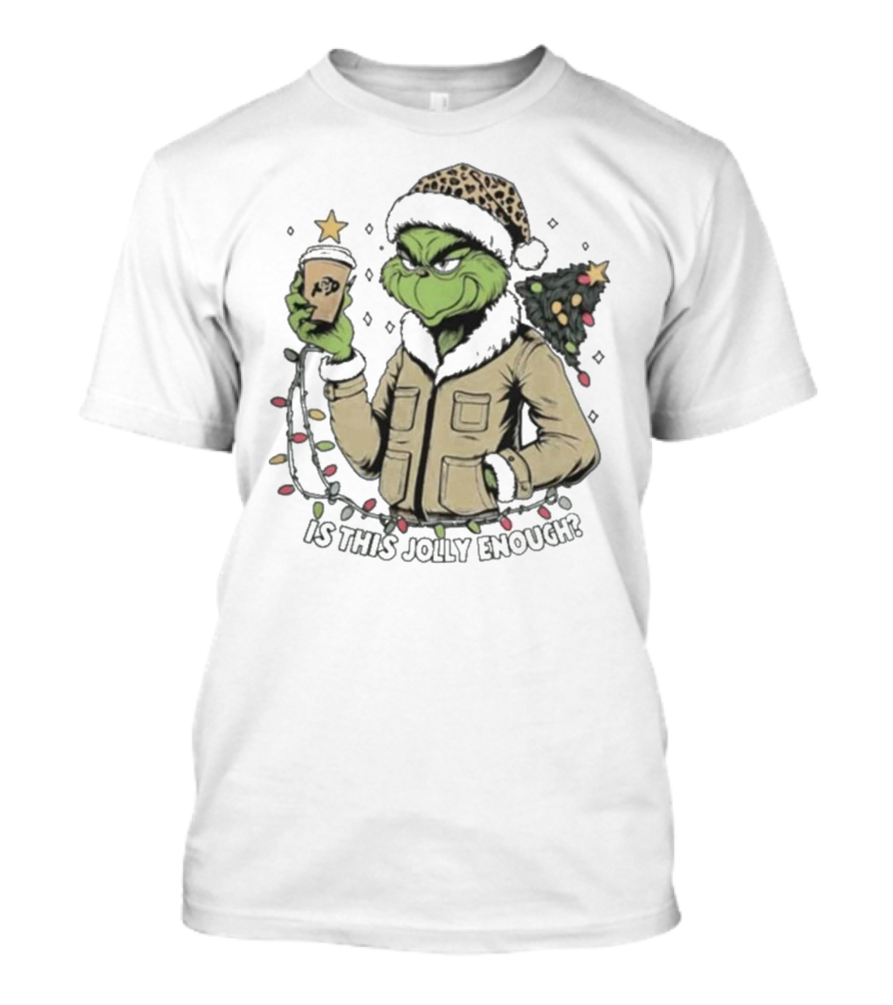 Is This Jolly Enough Colorado Buffaloes Santa Grinch Merry Christmas T-Shirt