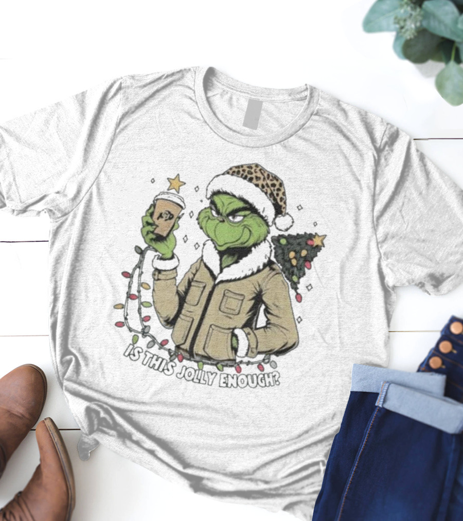 Is This Jolly Enough Colorado Buffaloes Santa Grinch Merry Christmas T-Shirt