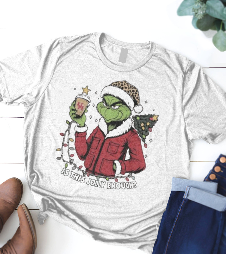 Houston Cougars X Grinch Is This Jolly Enough Merry Christmas T-Shirt