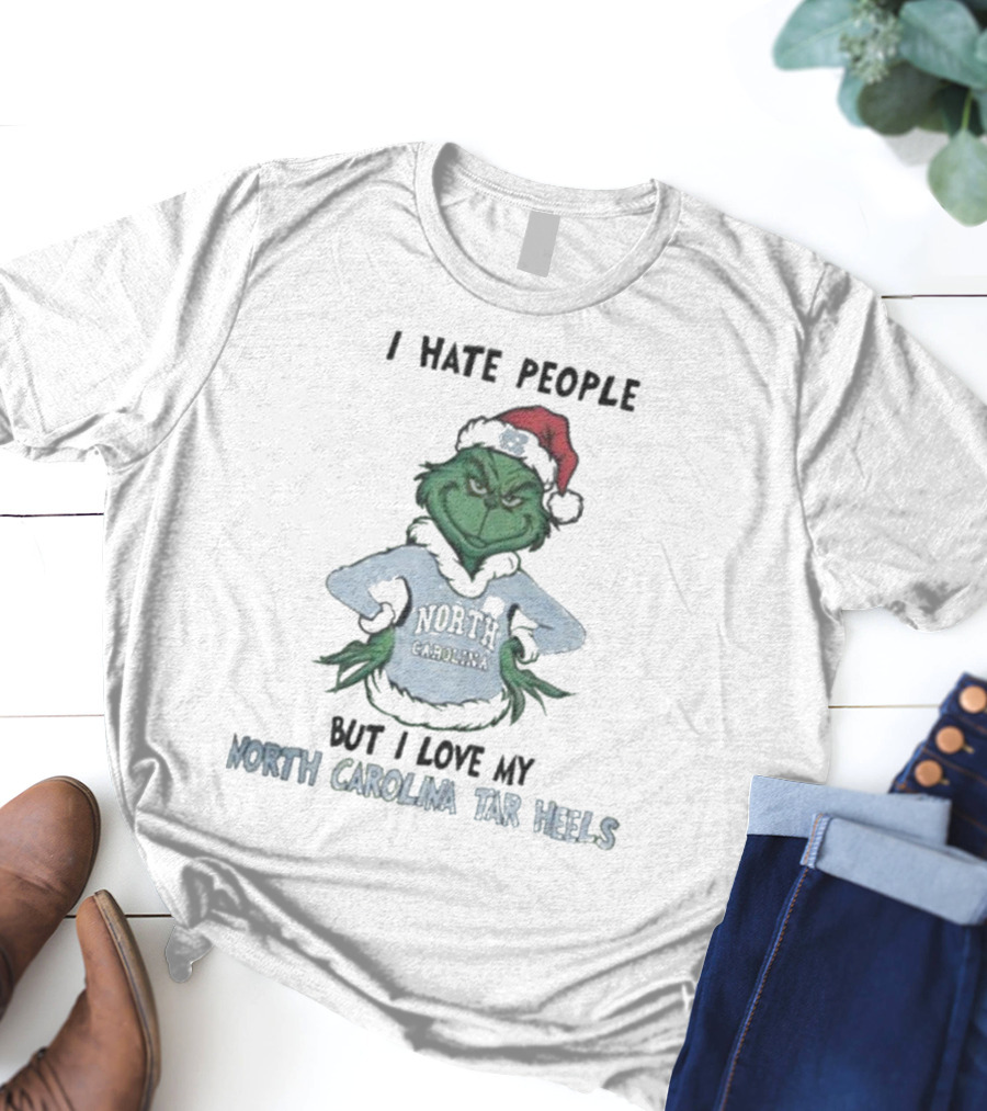 I Hate People Grinch Loves North Carolina Tar Heels Merry Christmas T-Shirt