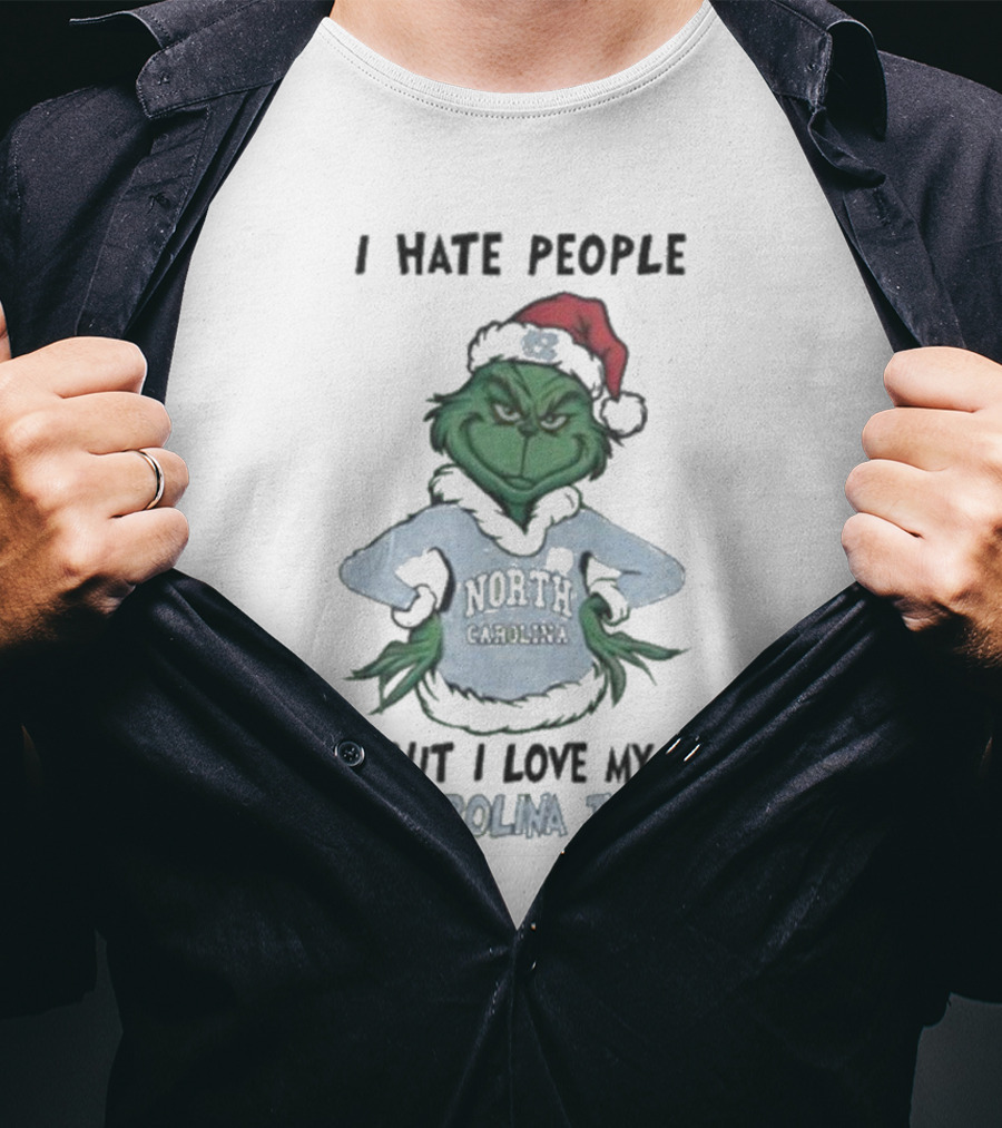 I Hate People Grinch Loves North Carolina Tar Heels Merry Christmas T-Shirt
