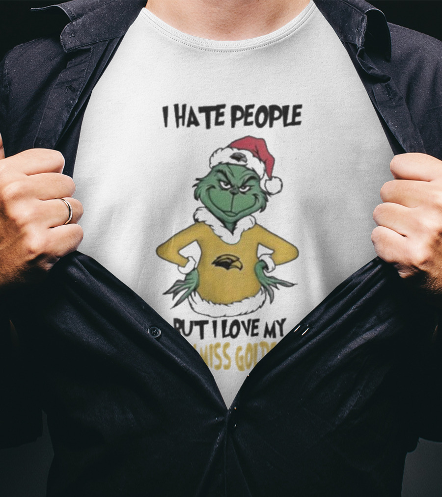 I Hate People But I Love My Southern Miss Golden Eagles Grinch Christmas T-Shirt