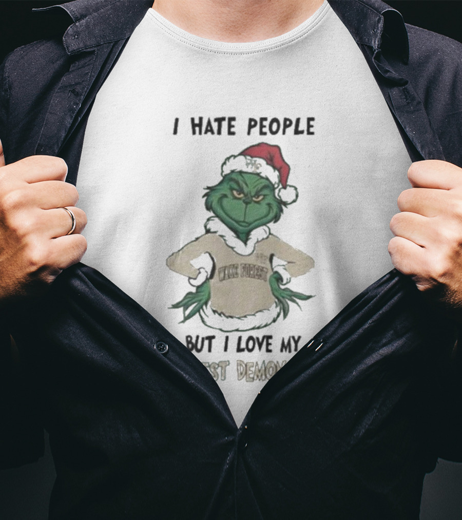 I Hate People But I Love My Wake Forest Demon Deacons Grinch Christmas T-Shirt
