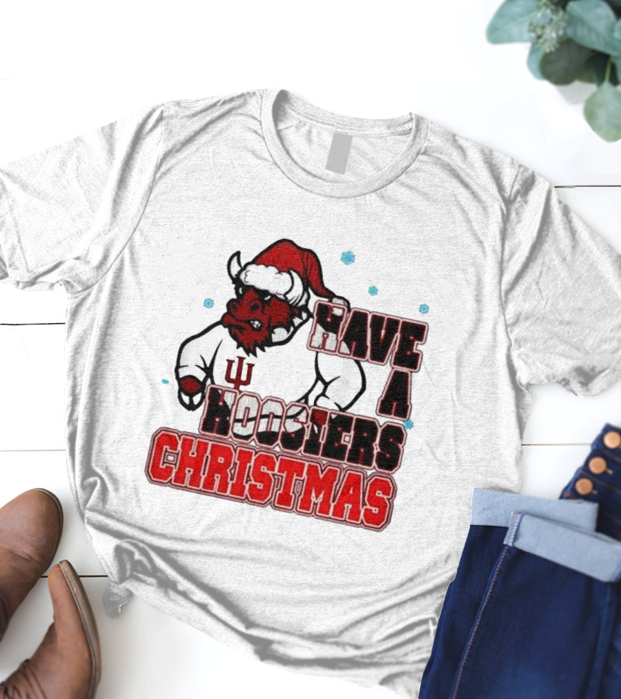 Have A Hoosiers Christmas Indiana Hoosiers Santa Mascot T-Shirt