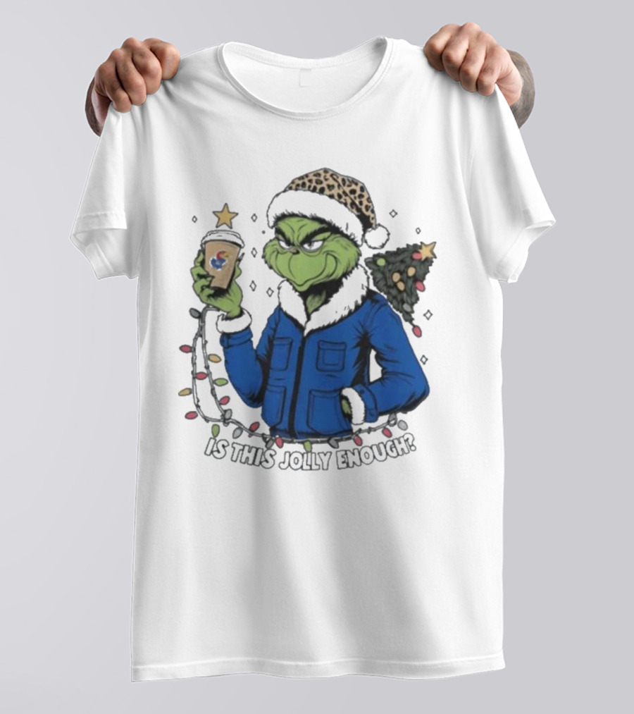 Kansas Jayhawks Grinch Is This Jolly Enough Merry Christmas T-Shirt