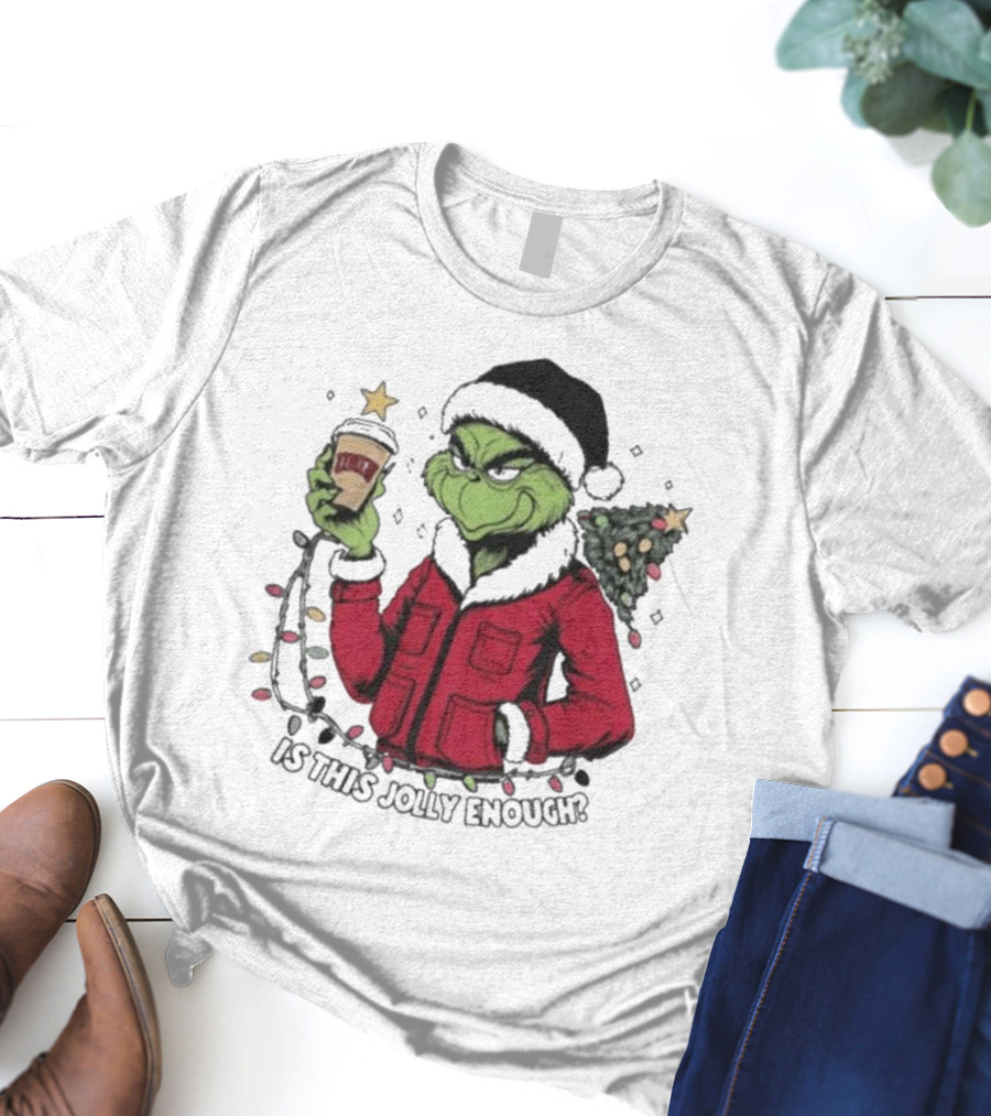 UNLV Rebels Grinch Is This Jolly Enough Merry Christmas Coffee Lights Tree T-Shirt