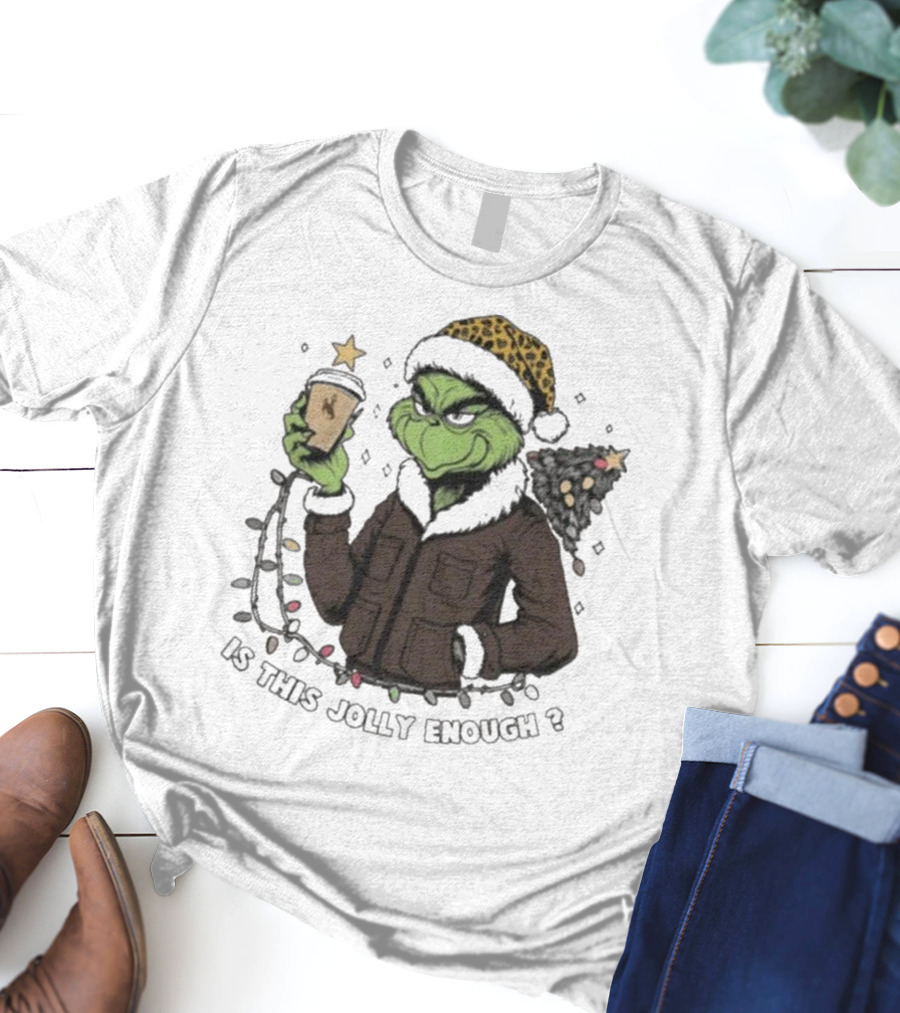 Wyoming Cowboys Grinch Santa Is This Jolly Enough Merry Christmas T-Shirt