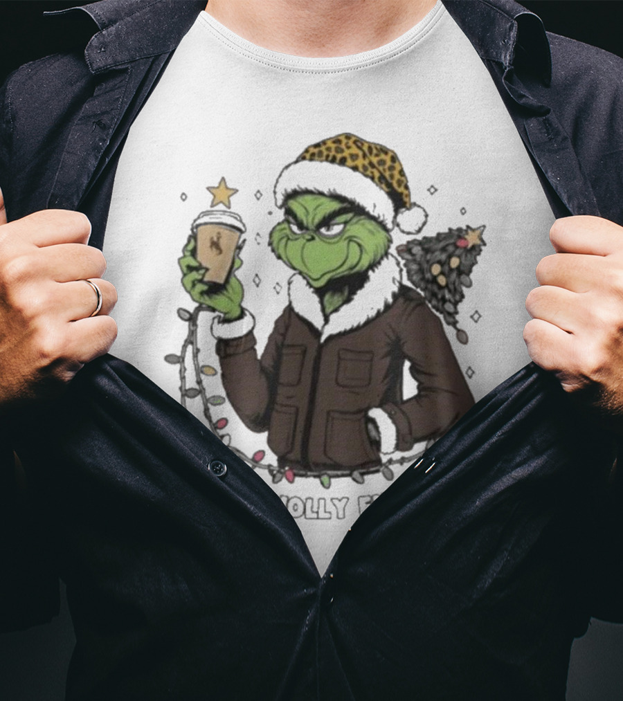 Wyoming Cowboys Grinch Santa Is This Jolly Enough Merry Christmas T-Shirt
