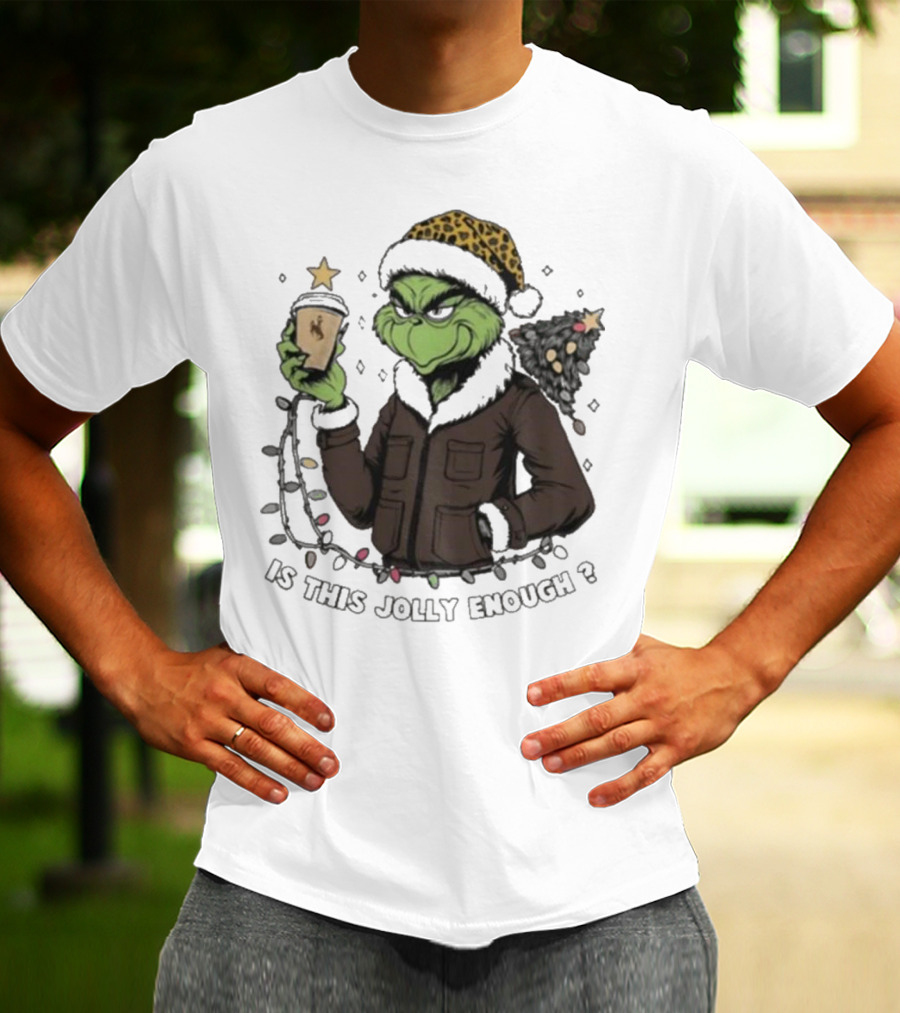 Wyoming Cowboys Grinch Santa Is This Jolly Enough Merry Christmas T-Shirt