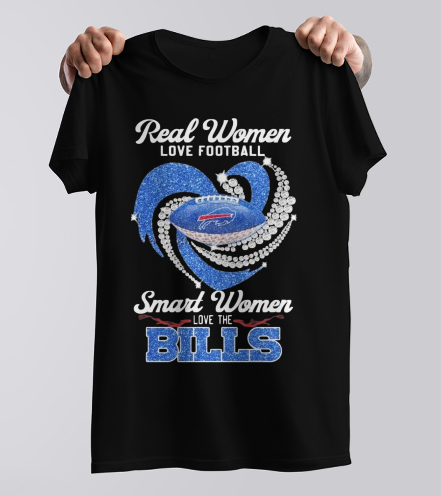 Real Women Love Football Smart Women Love The Bills Diamond Heart Buffalo Bills T-Shirt