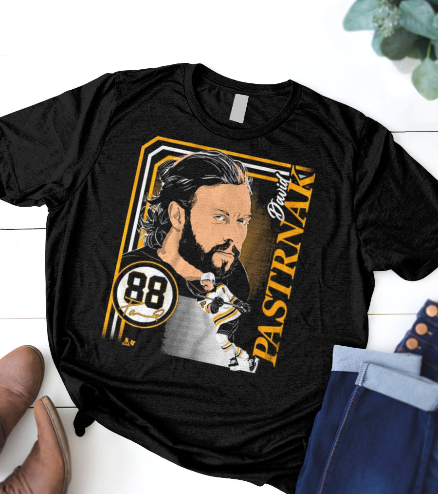David Pastrnak 88 Hockey Illustration Collage T-Shirt