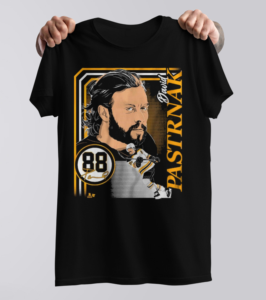 David Pastrnak 88 Hockey Illustration Collage T-Shirt