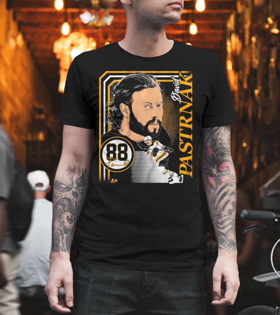 David Pastrnak 88 Hockey Illustration Collage T-Shirt