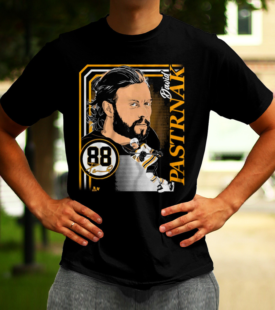 David Pastrnak 88 Hockey Illustration Collage T-Shirt