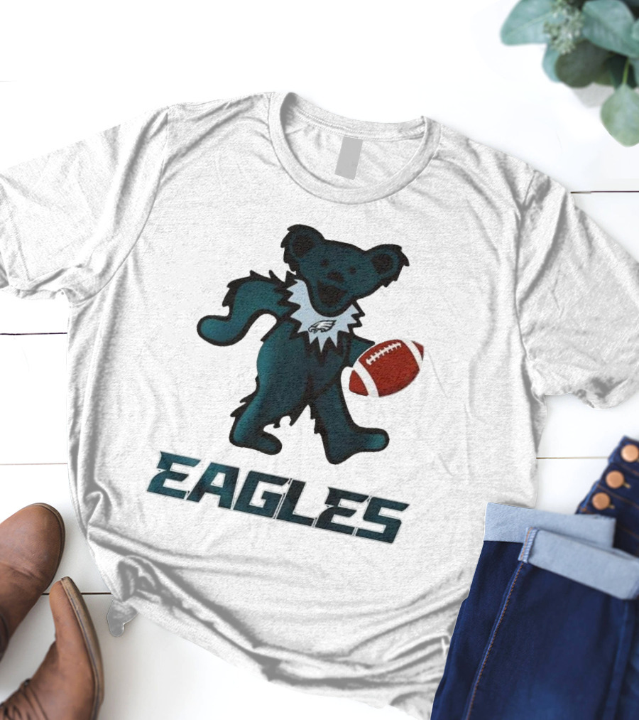 Eagles Football Bear With Grateful Dead Influence T-Shirt