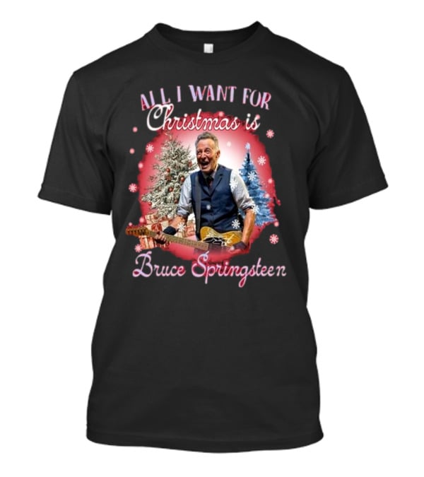 All I Want For Christmas Is Bruce Springsteen Snowflakes Christmas Trees T-Shirt