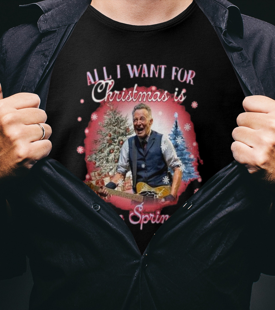 All I Want For Christmas Is Bruce Springsteen Snowflakes Christmas Trees T-Shirt
