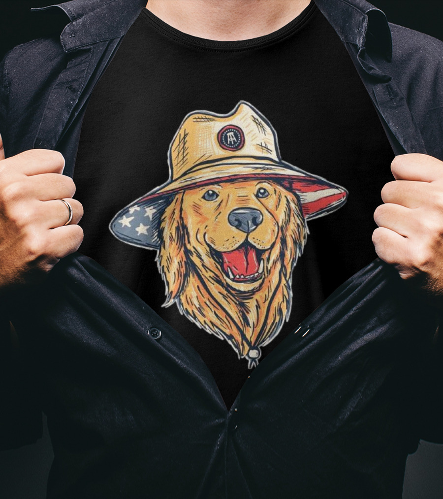 American Dog Bucket Hat USA Flag T-Shirt