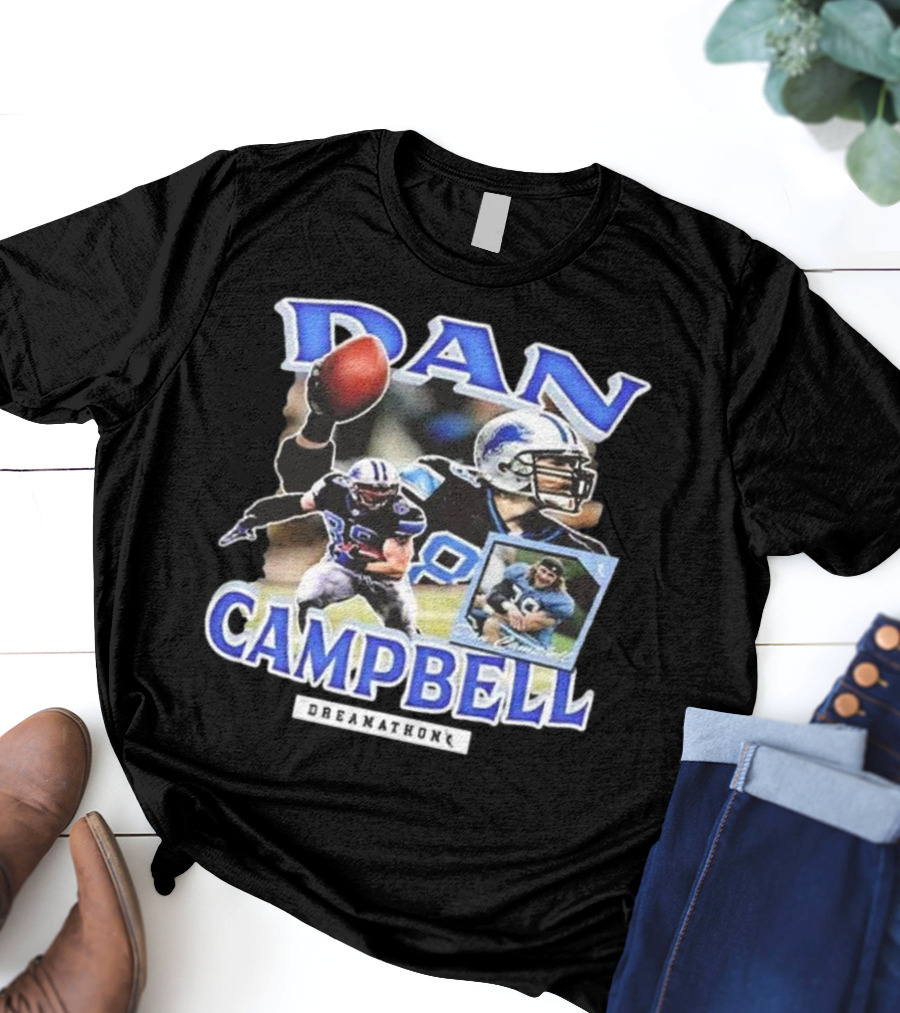 Dan Campbell Dreamathon Football Player Action Collage T-Shirt