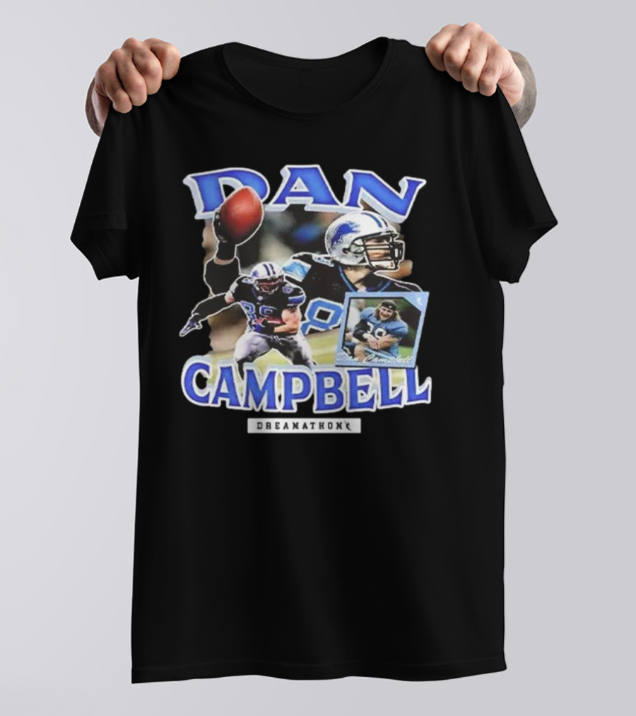 Dan Campbell Dreamathon Football Player Action Collage T-Shirt