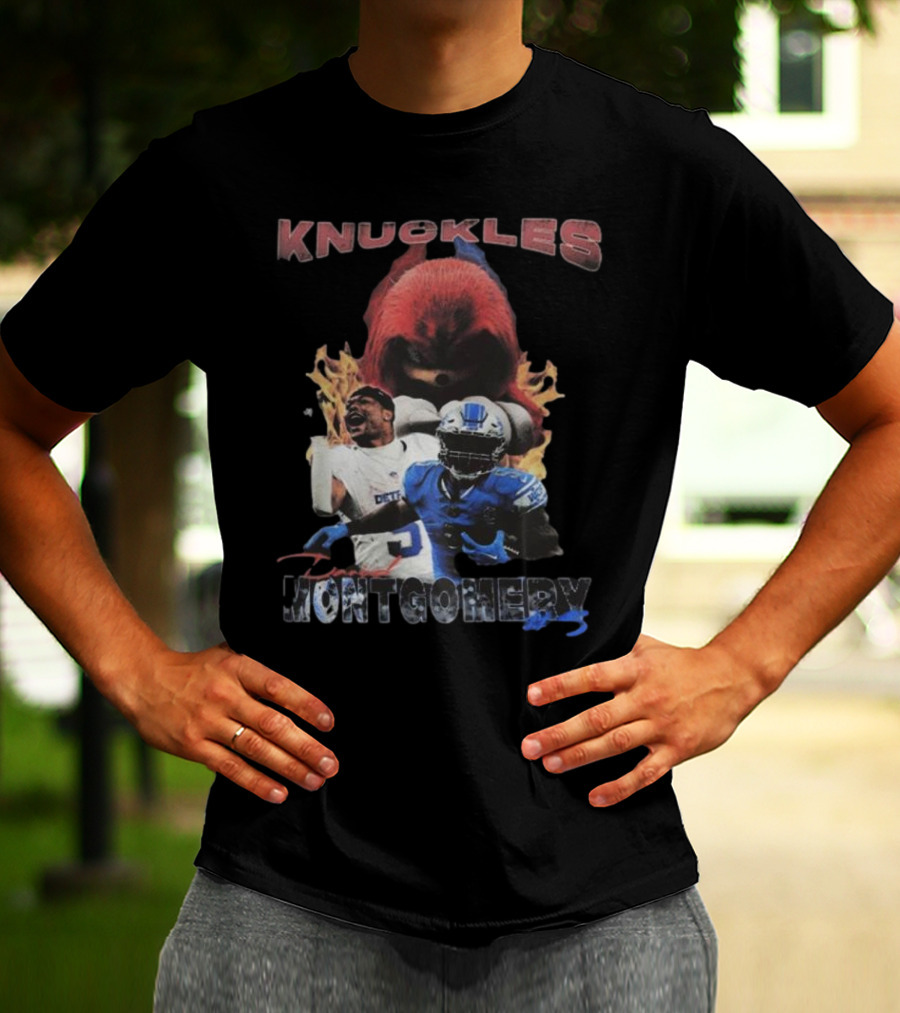 Knuckles Montgomery Detroit Lions 5 Football T-Shirt