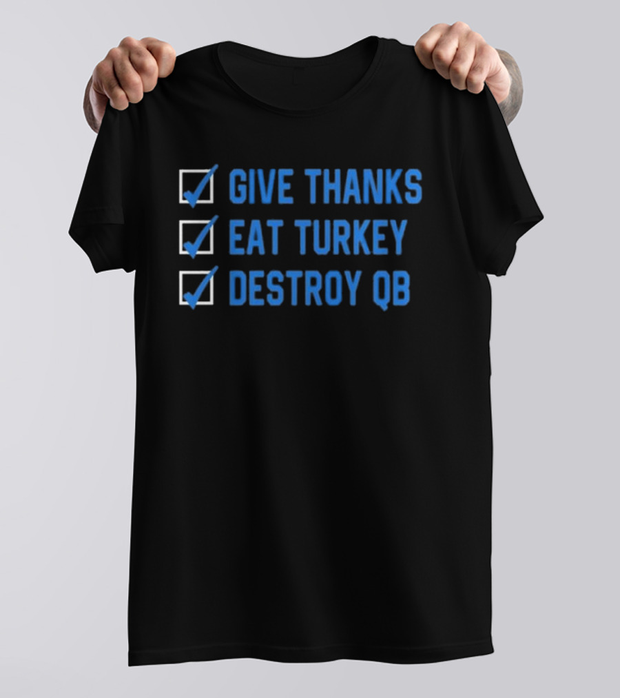 Mama DJ Reader Checklist Give Thanks Eat Turkey Destroy QB T-Shirt