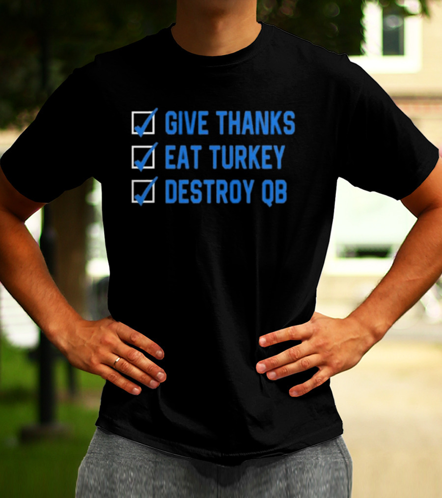 Mama DJ Reader Checklist Give Thanks Eat Turkey Destroy QB T-Shirt