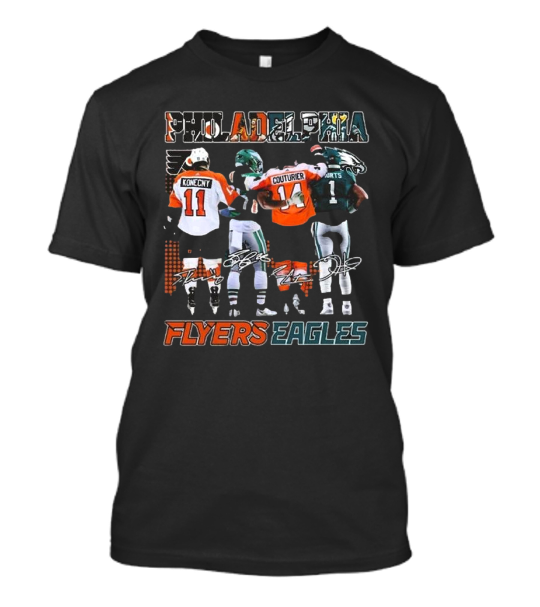 Philadelphia Flyers Eagles Konecny Couturier Hurts Signatures T-Shirt